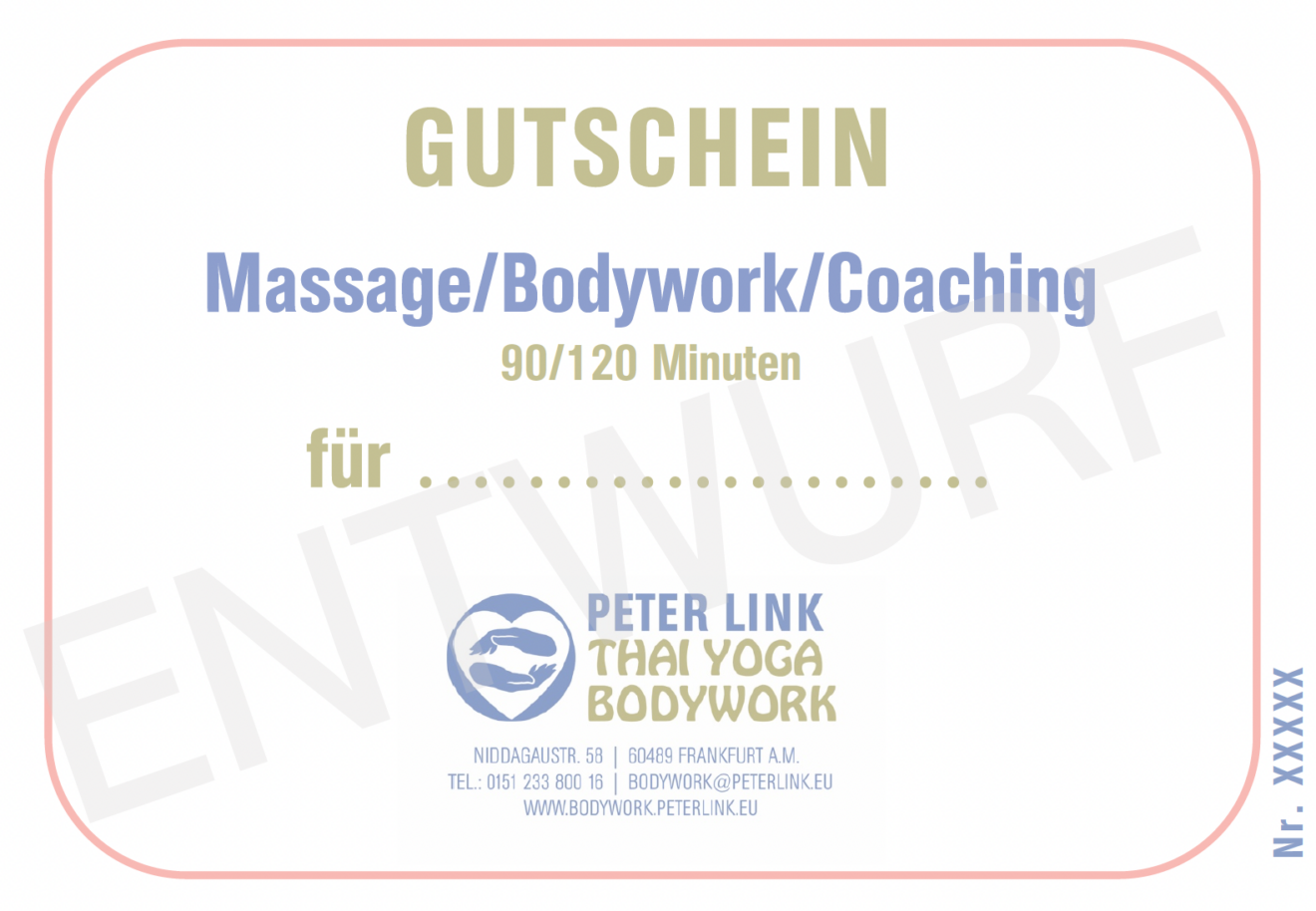 Vorlage für einen Gutschein für Massage, Bodywork oder Coaching